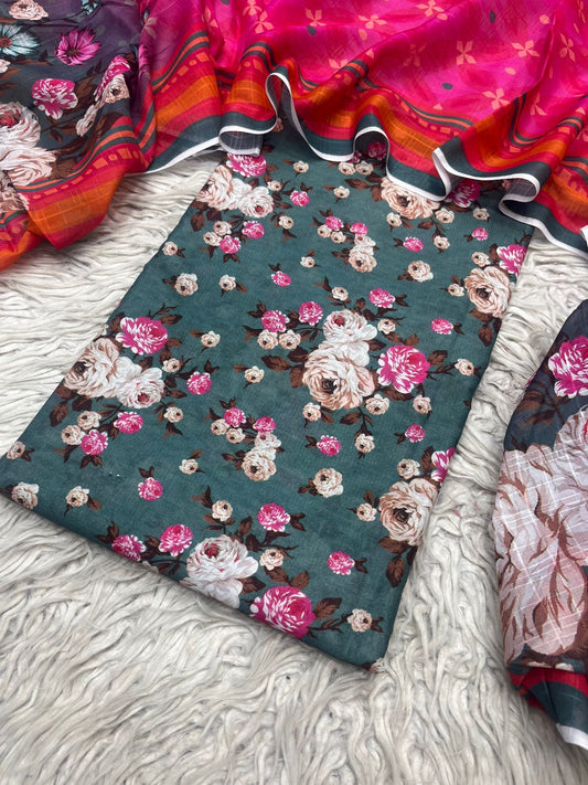 3Pc Chamki Lawn By Jazmin Unstich Suit Vol-3221