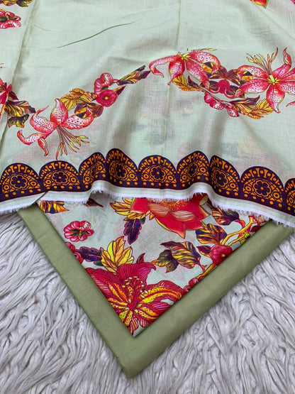 90x88 3Pc Premium Lawn Suit Vol-0020