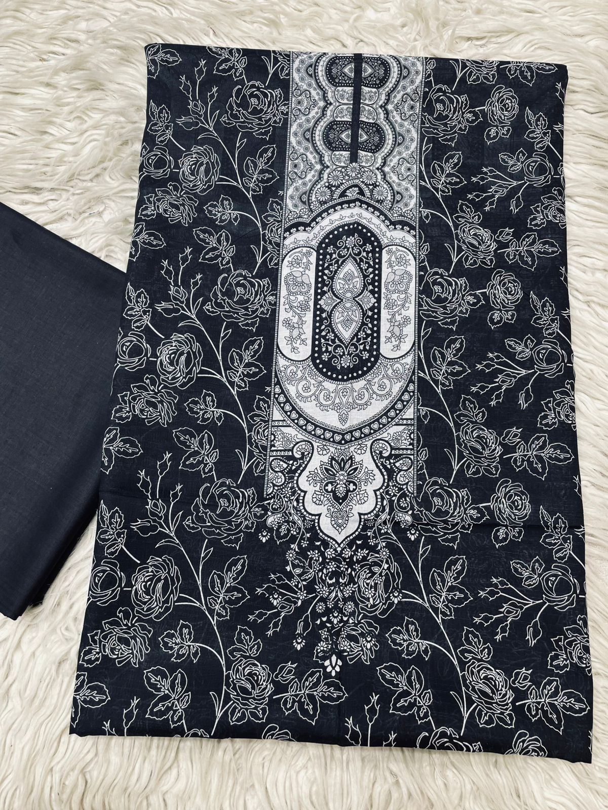 2Pc Bin Noor Fab Lawn Kameez & Dyed Trouser Suit Vol-63