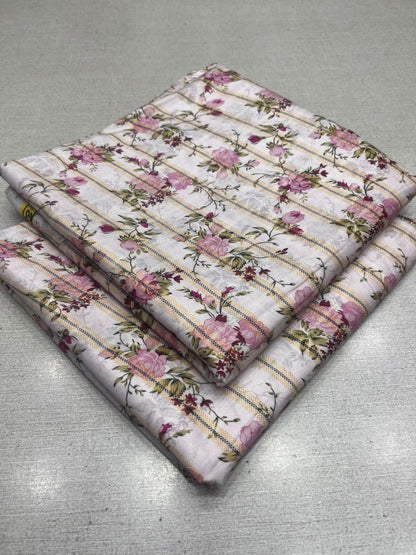 2Pc Zari Linen Same Printed Unstitched Suit 296