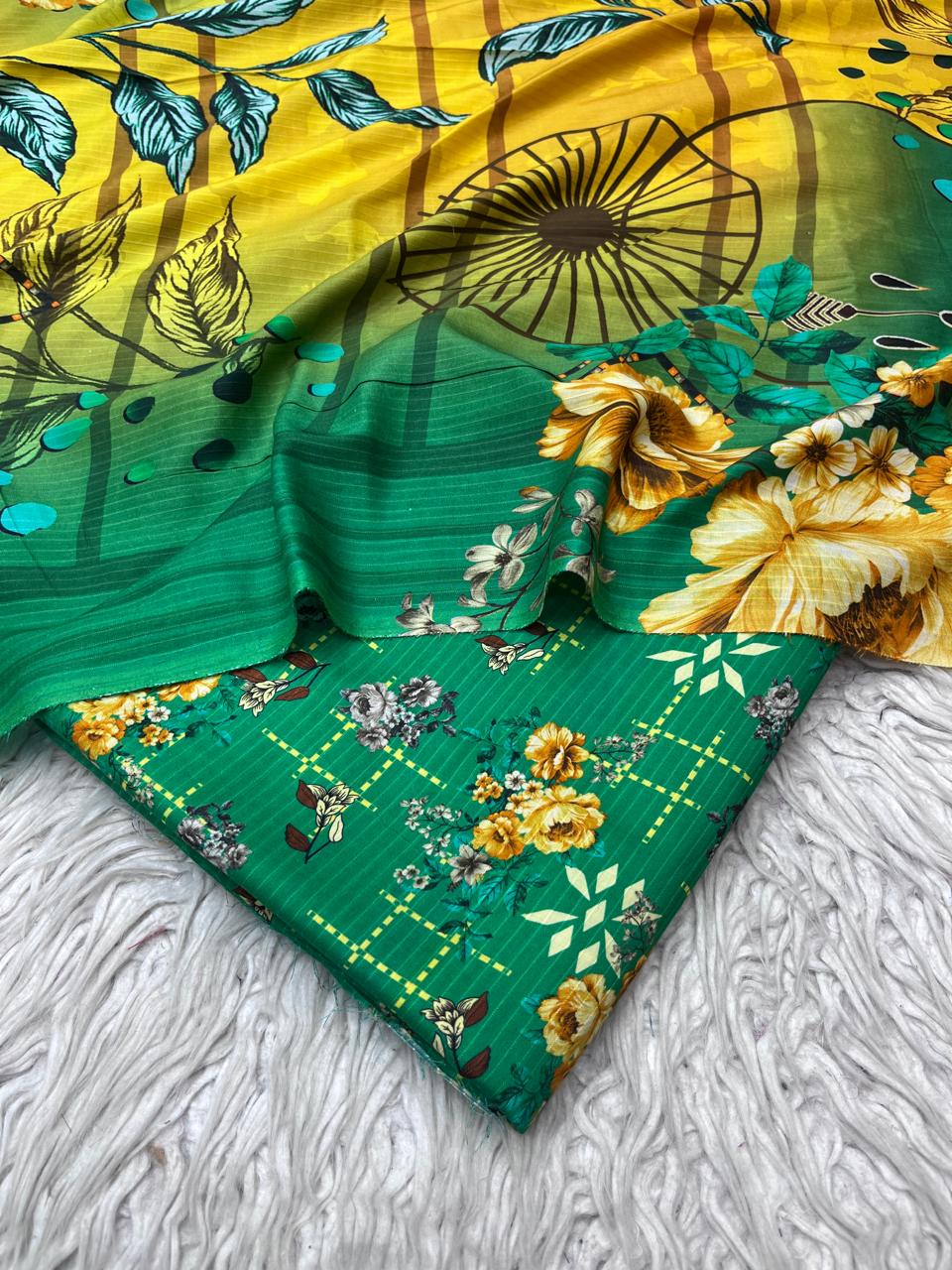 3Pc Bana Dora Linen Allover Suit Vol-3173