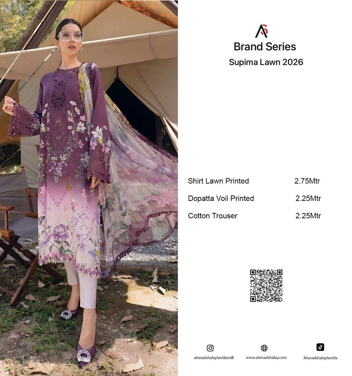 2Pc Supima Lawn Kameez & Duppata Printed Suit  Vol-02