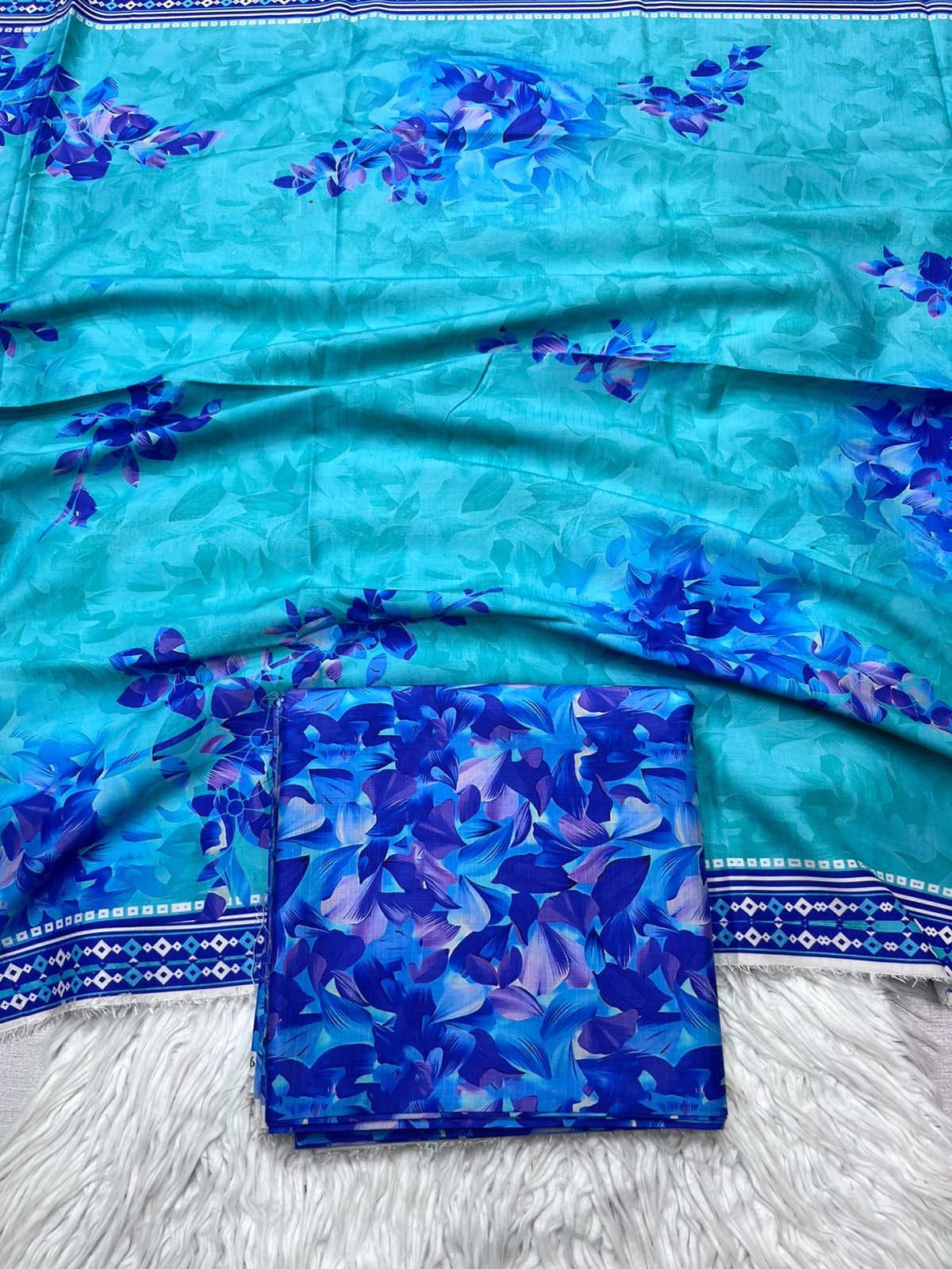 3Pc Karandi Allover Unstitched Suit - 0087