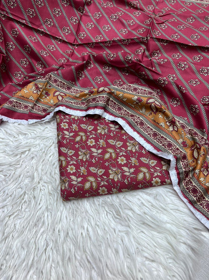 3Pc Slub Khaddar Allover Suit - 0076