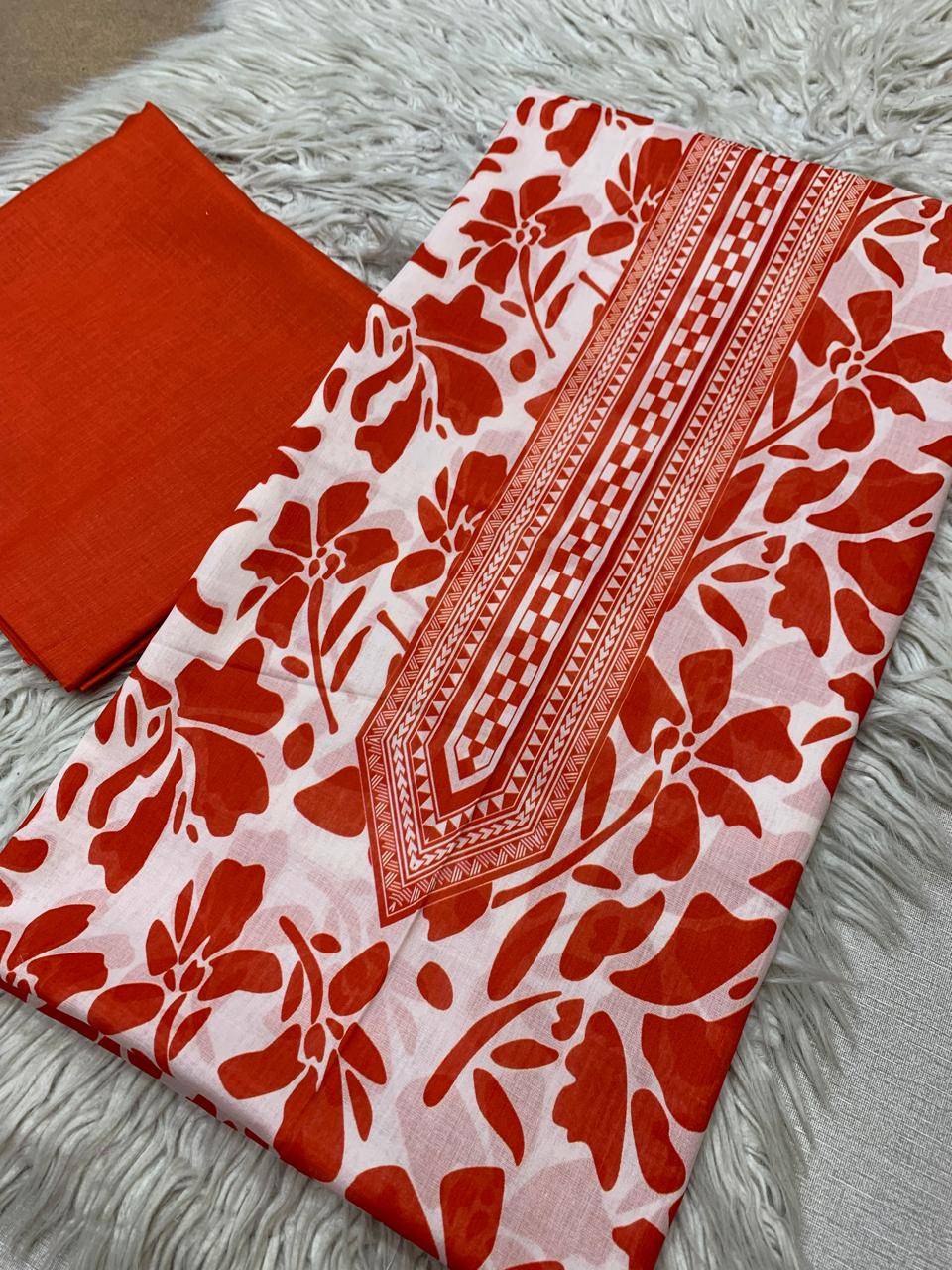 2pc Lawn Kameez & Dyed Trouser Suit Vol-0191