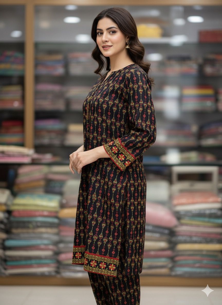 2 PC Cotton Allover Unstitched Suit Vol-1939