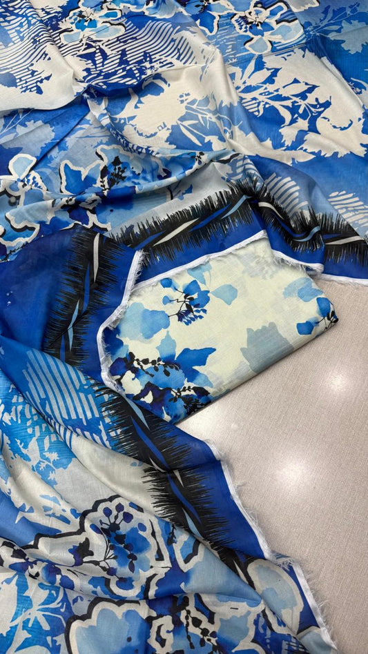 3Pc Lawn Bana Dora Unstitched Suit #39916