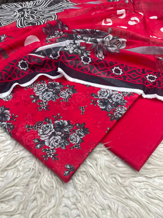3Pc Lawn Digital Printed Unstitched Suit 15