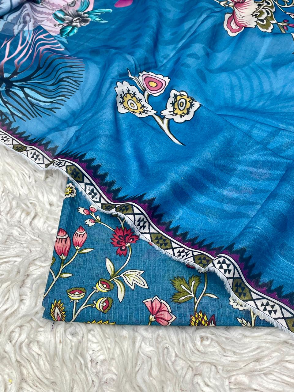 3Pc Sapphire Bana Dora Lawn Suit Vol-0119