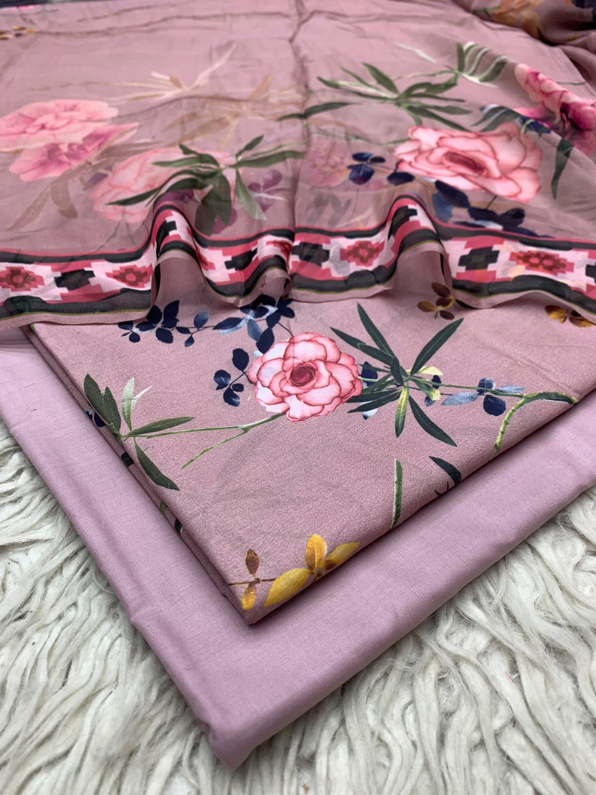 90x88 3Pc Premium Lawn Suit Vol-0020