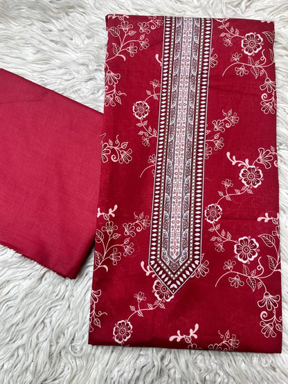 2Pc Lawn Kameez & Dyed Trouser Unstitched Suit Vol-38