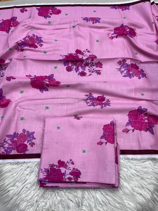 3Pc Slub Khaddar Unstitched Suit - 417