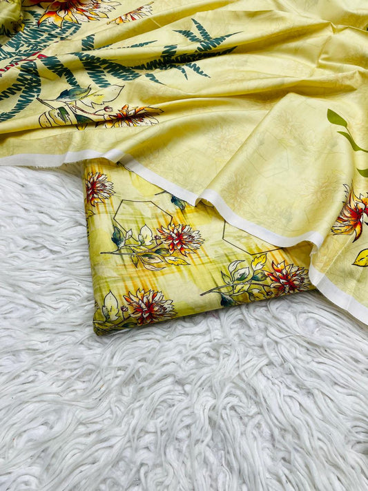 3Pc Linen Allover Unstitched Suit - 0099