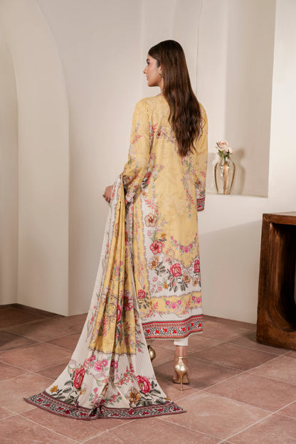 3Pc Firdous Cambric Printed Suit - D753