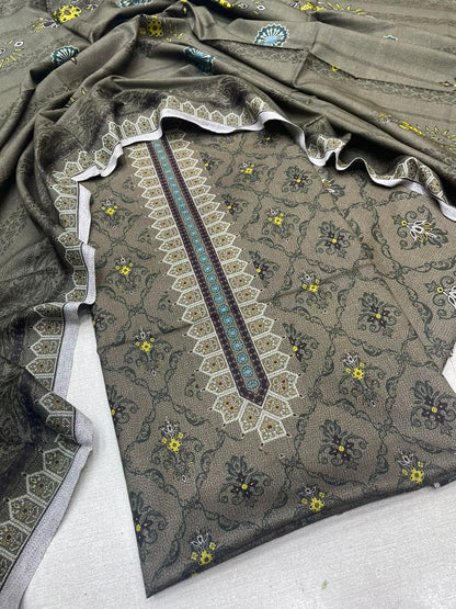 3Pc Sapphire Dhanak Unstitched Suit 0157
