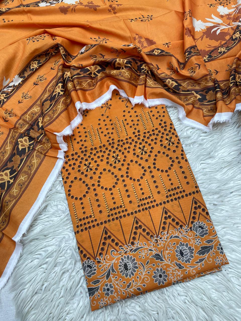 2Pc Stylo Lawn Kameez & Dupatta Printed Suit 02