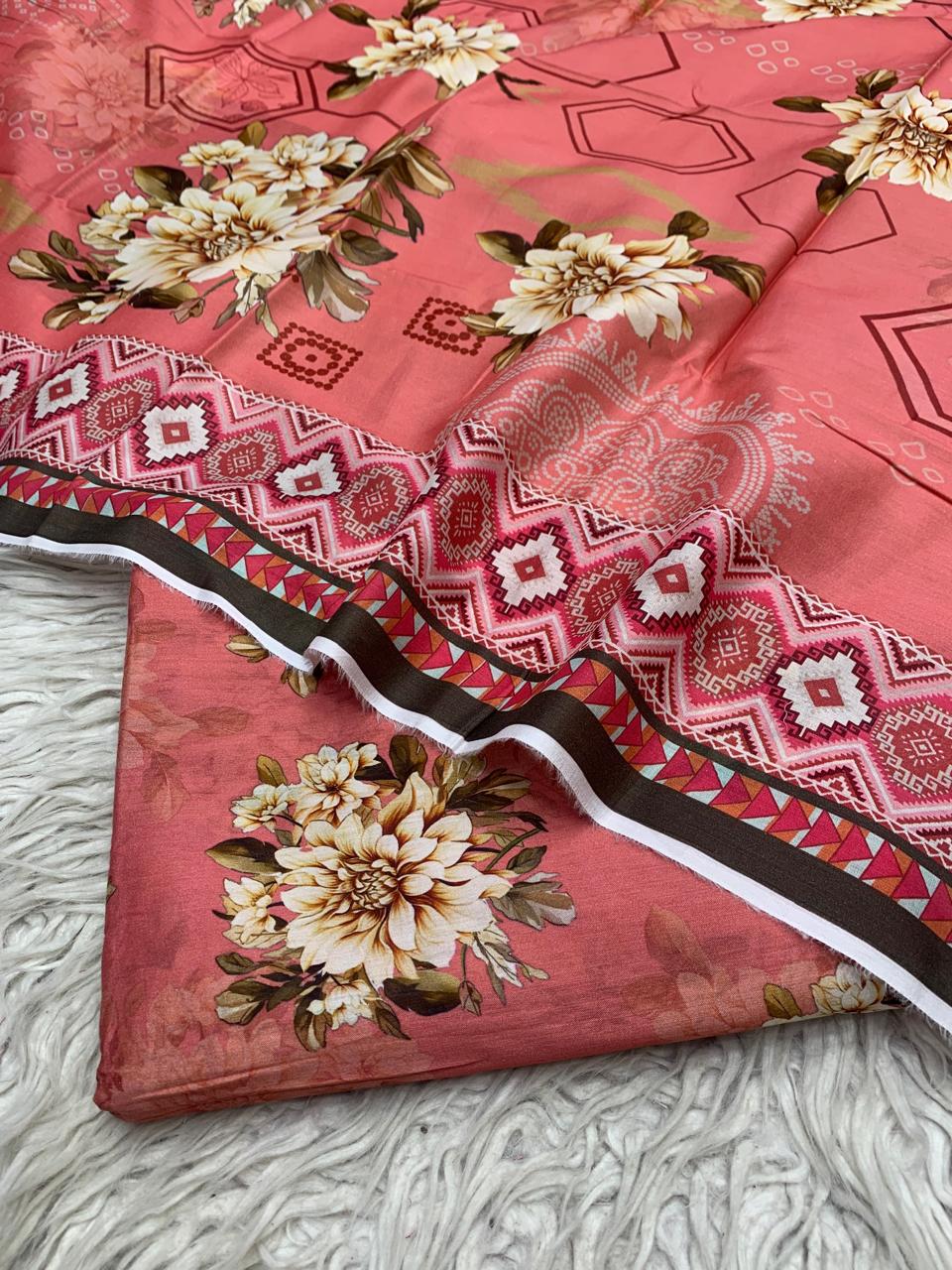 3Pc Lawn Allover Unstitched Suit Vol-0057