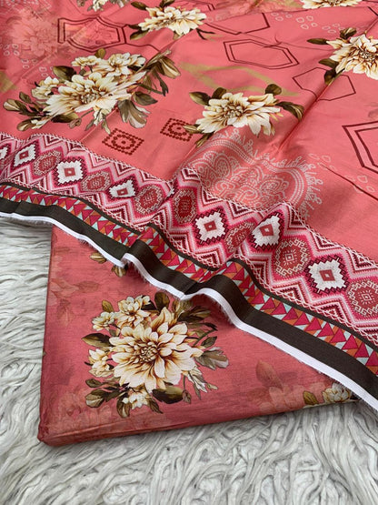 3Pc Lawn Allover Unstitched Suit Vol-0057