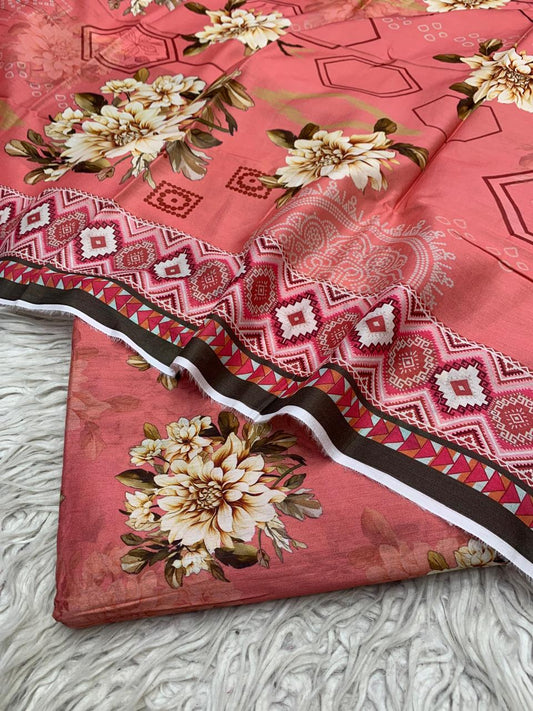 3Pc Lawn Allover Unstitched Suit Vol-0057