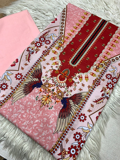 2Pc Bin Noor Fab Lawn Kameez & Dyed Trouser Suit Vol-65