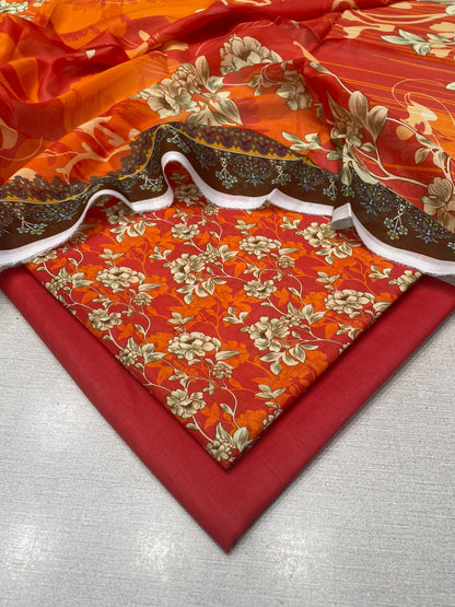 3Pc Gul Ahmad Lawn Unstitched Suit 0226