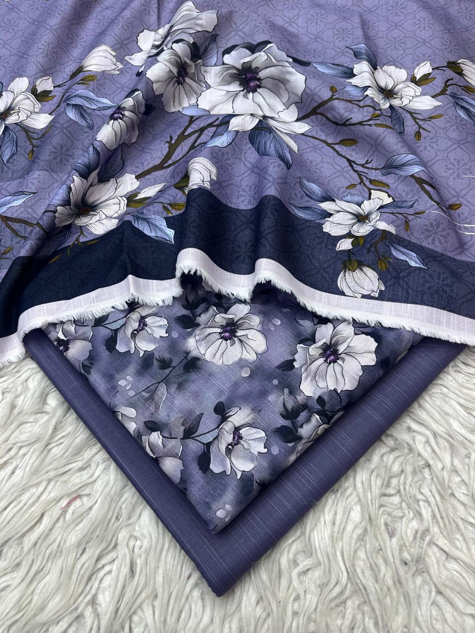 3Pc Slub Khaddar Unstitched Suit Vol-0137