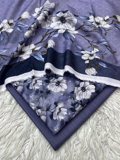 3Pc Slub Khaddar Unstitched Suit Vol-0137