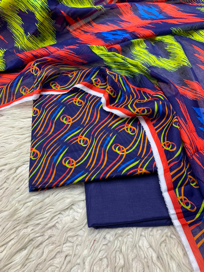 3Pc Lawn Digital Printed Unstitched Suit 15