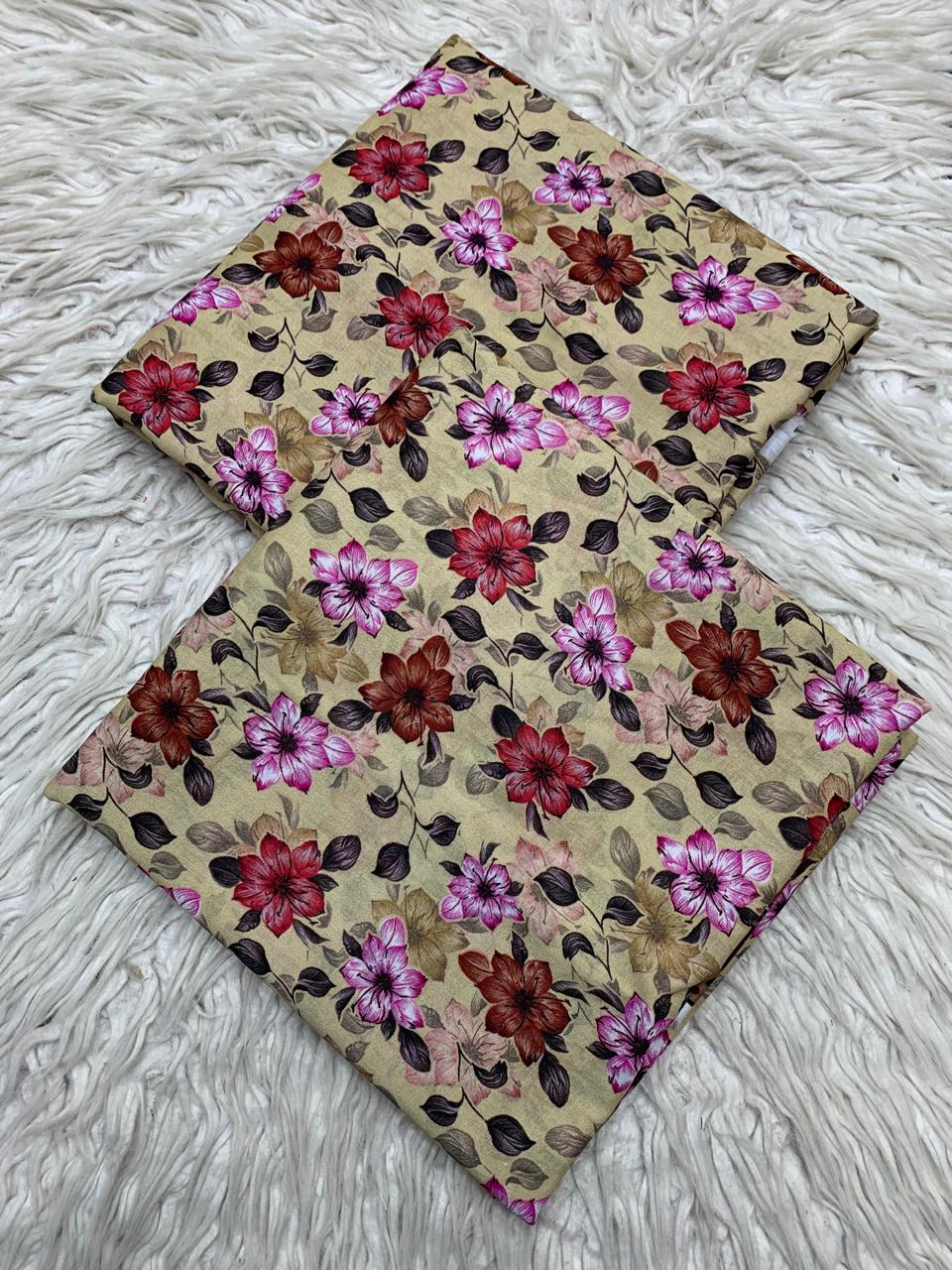 2Pc Lawn Allover Digital Printed Unstitched Suit Vol-0154