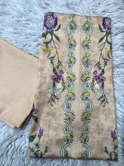 2Pc Lawn Kameez & Dyed Trouser Unstitched Suit Vol-35