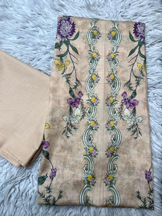 2Pc Lawn Kameez & Dyed Trouser Unstitched Suit Vol-35