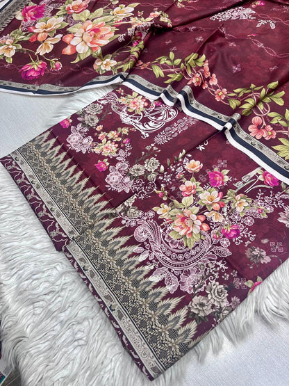 2Pc Linen Kameez & Dupatta Suit - 0081