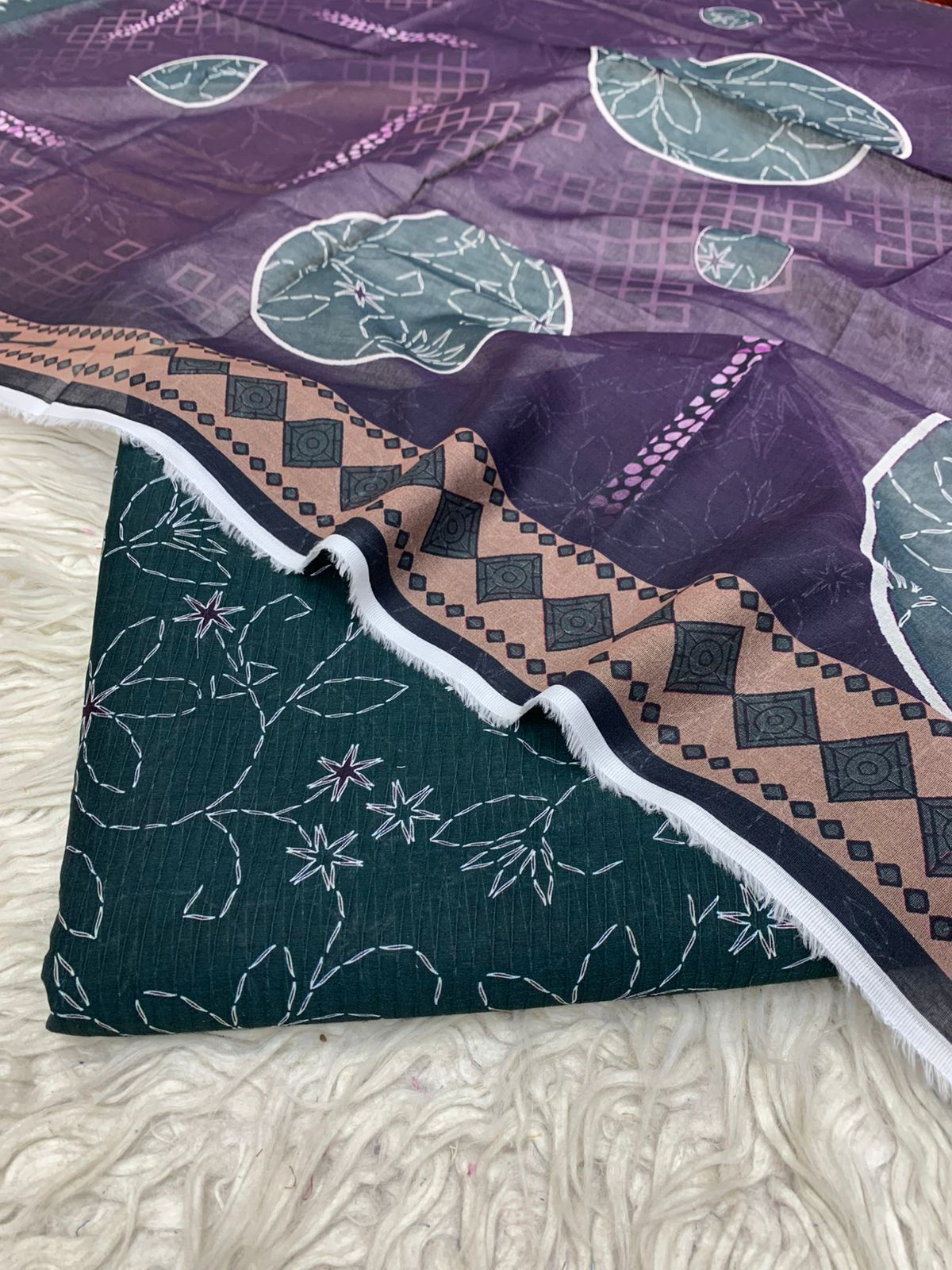 Sapphire 3Pc Bana Dora Lawn Unstitched Suit Vol-0127