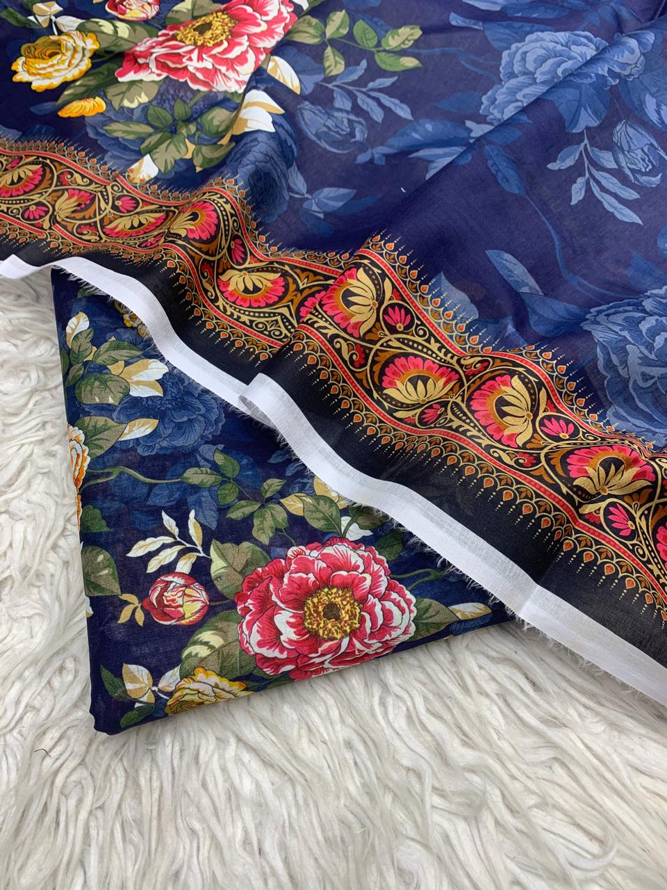 3Pc Lawn Allover Unstitched Suit Vol-0065