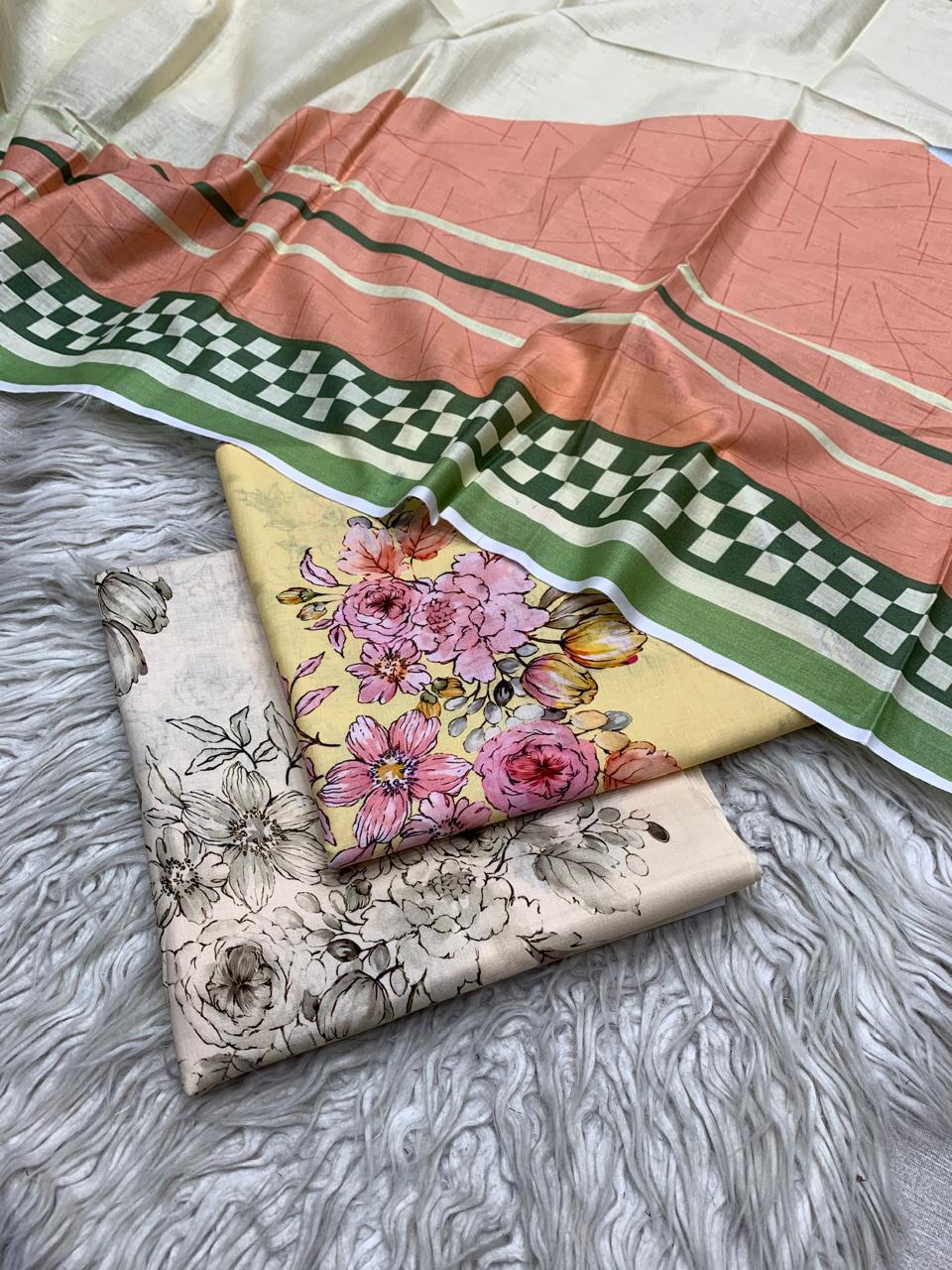 3 Peice Supima Lawn Suit Vol-698