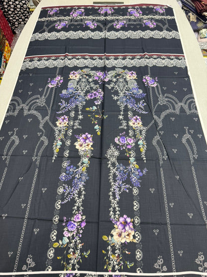 3Pc Linen Unstitched Suit - 0081