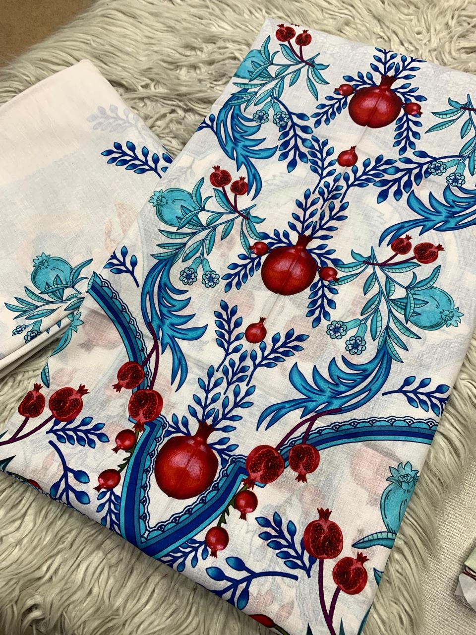 2Pc Supima Lawn Kameez & Trouser Printed Suit  Vol-02