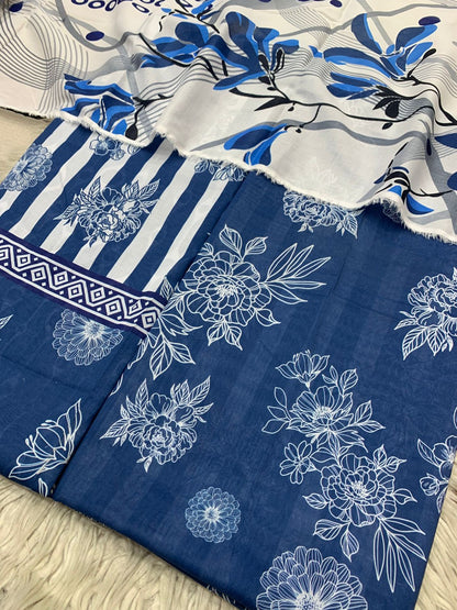 2Pc Supima Lawn Kameez & Duppata Printed Suit  Vol-3213