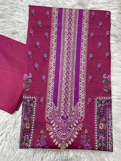 2Pc Bin Noor Fab Lawn Kameez & Dyed Trouser Suit Vol-46