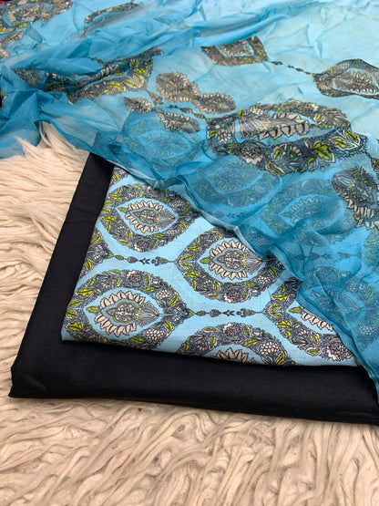 90x88 3Pc Premium Lawn Suit Vol-0020