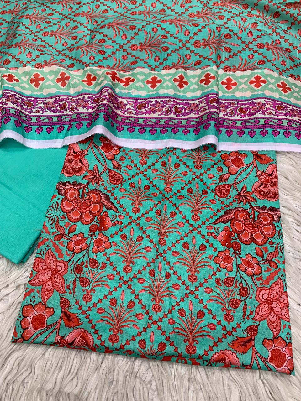 90x88 3Pc Lawn Suit Vol-0162