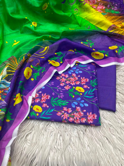 3Pc Lawn Digital Printed Unstitched Suit 15