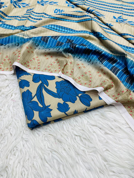 3Pc Linen Allover Unstitched Suit - 0077