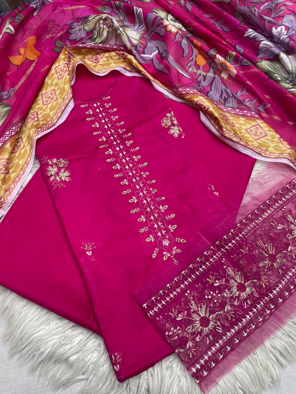 3Piece Embroidered Ricamo Dress