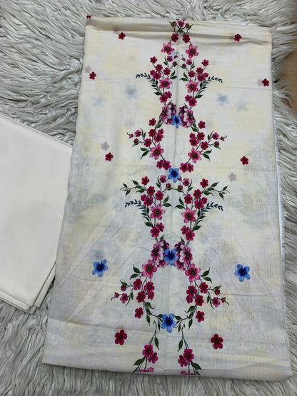 2Pc Sapphire Lawn Shirt & Dyed Trouser Unstitched Suit Vol-0202