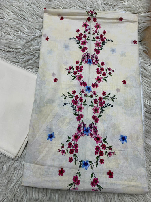 2Pc Sapphire Lawn Shirt & Dyed Trouser Unstitched Suit Vol-0202