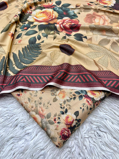 3Pc Dhanak allover Unstitched Suit Vol-102