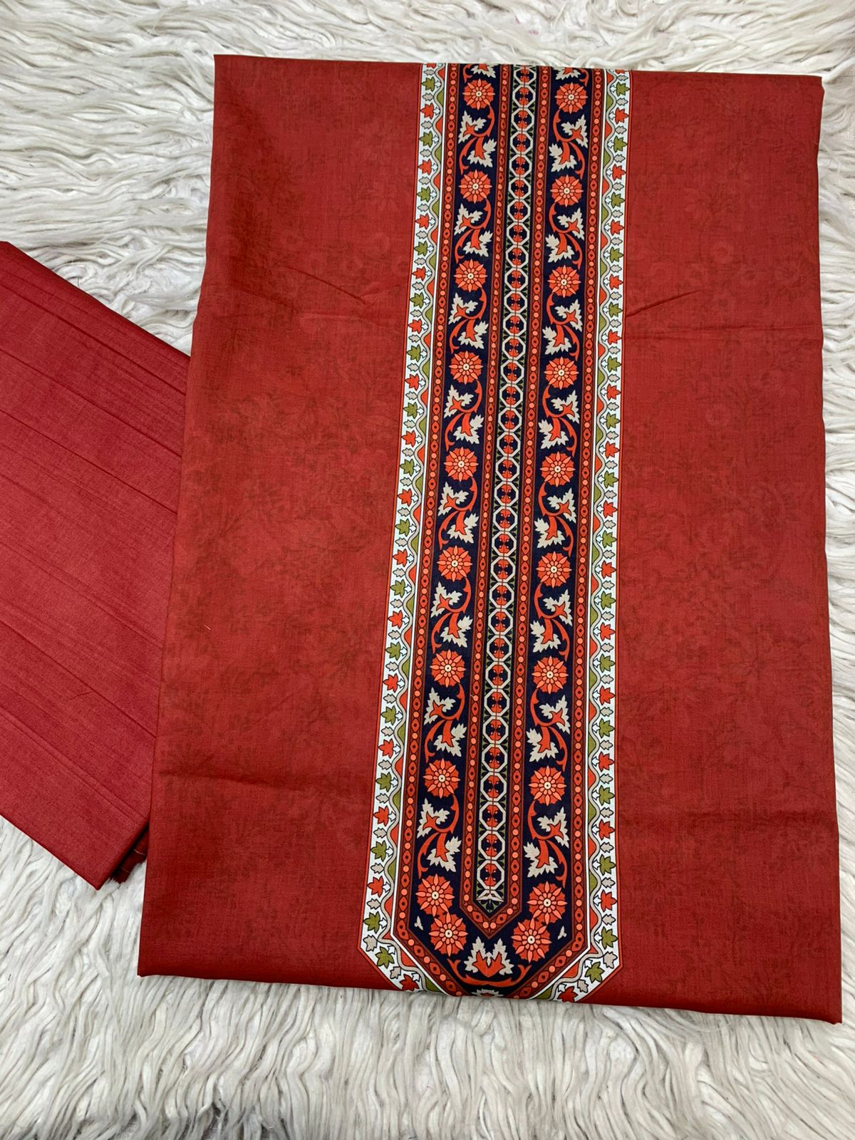 2Pc Bin Noor Fab Lawn Kameez & Dyed Trouser Suit Vol-65