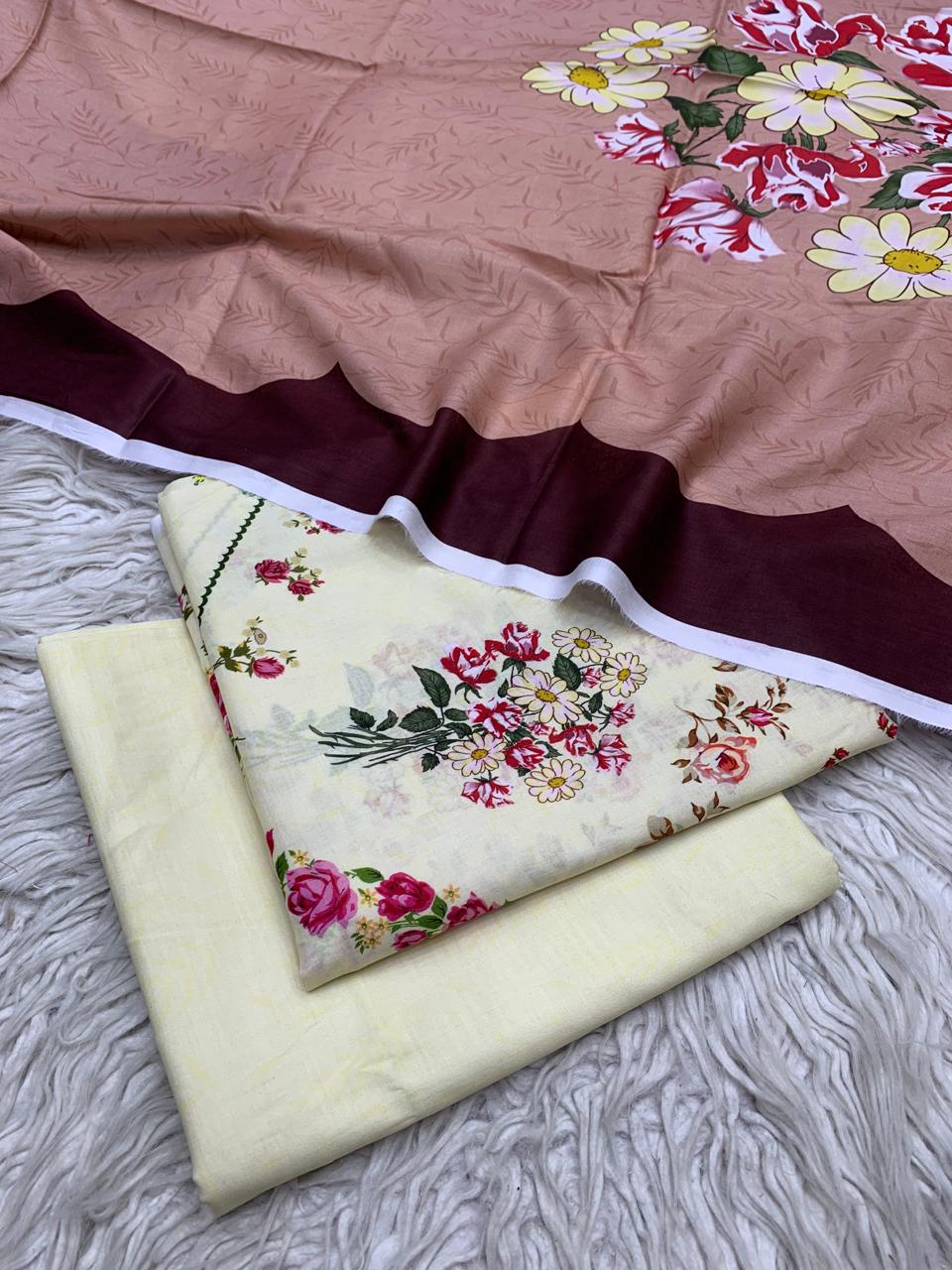 3 Peice Supima Lawn Suit Vol-698