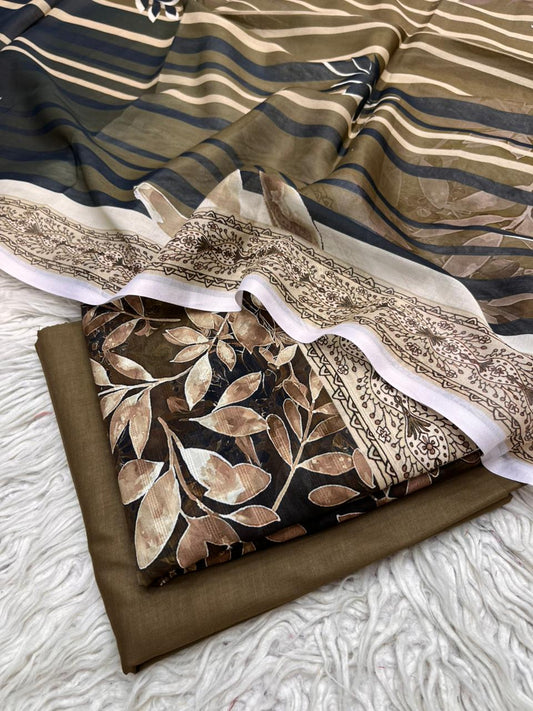 3Pc Lawn Tana Dora Printed Suit Vol-0177